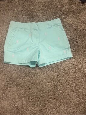Vineyard Vines Mint Shorts with Pink Embroidery